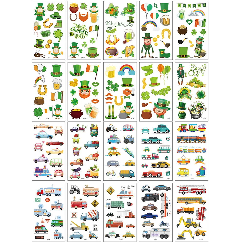 

10 шт. День Святого Патрика детская Временные татуировки стикер Водонепроницаемый штаны с фальш-вставкой для детей на руках и ногах татуиров...