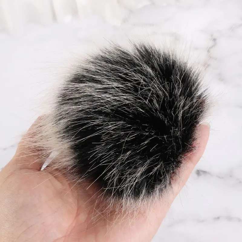 

12pcs 10cm Faux Artificial Fur Pom Pom Ball with Elastic Band for DIY Knitting Hat Bag Scarf Accessories R66B