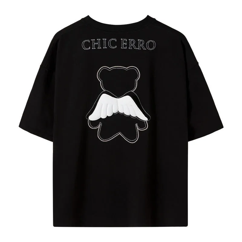 Футболка мужская в стиле Харадзюку забавная уличная одежда с белыми крыльями High