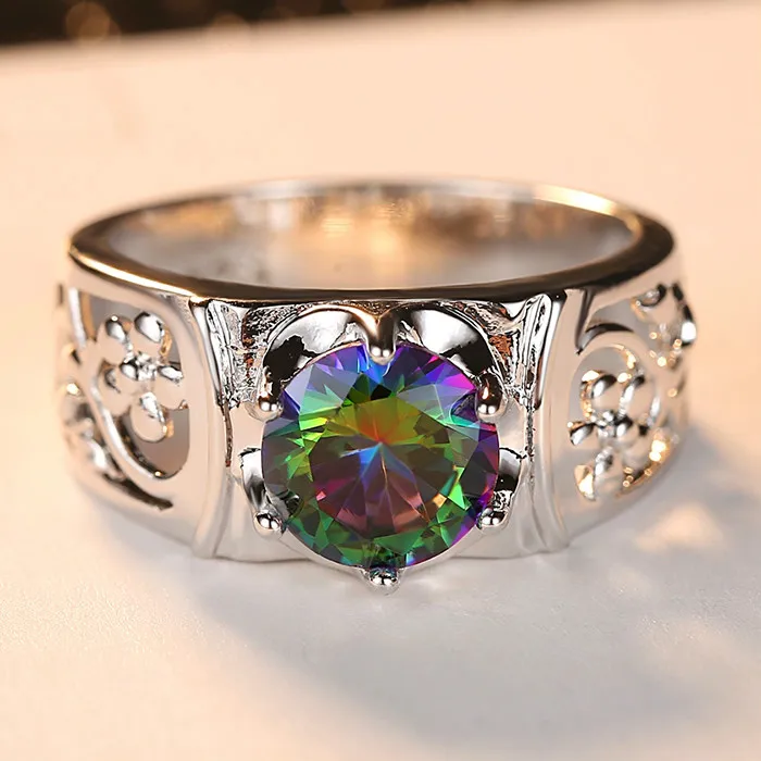 Фиолетовое Радужное Гламурное женское кольцо модное блестящее мини циркониевое