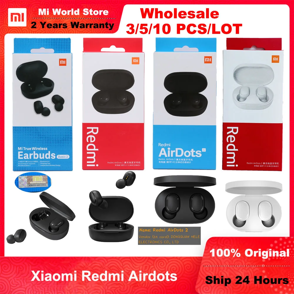 

10 шт./лот Xiaomi Redmi AirDots 2 шумоподавление с микрофоном управление искусственным интеллектом Redmi AirDots S Air DotsTrue беспроводная гарнитура оптом