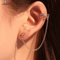 starbeauty 1pc royal crown chain stud earrings pircing helix piercing oreja fake earing cuff tassel earrings women ear jewelry