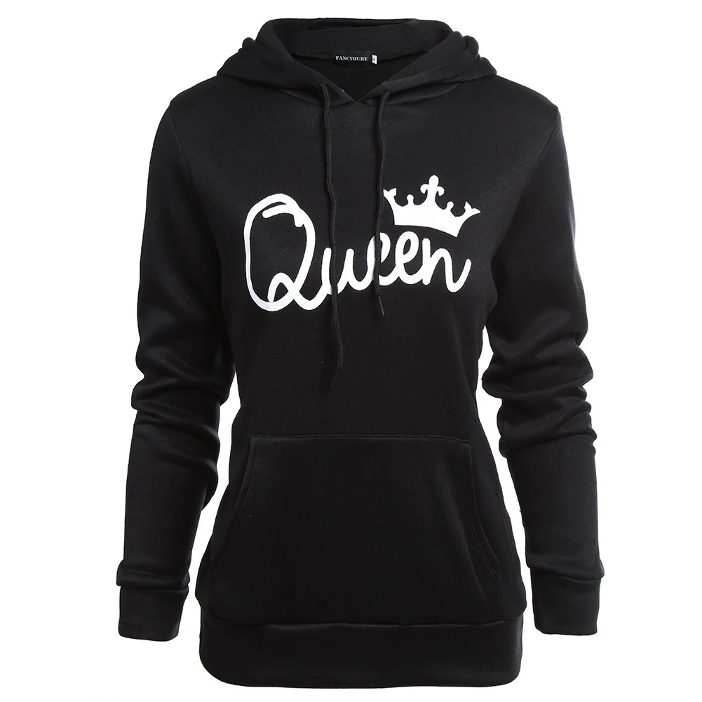 

king queen hoodie oversized sweatshirt womens clothing harajuku new fashion streetwear woman hoodies pullover plus size