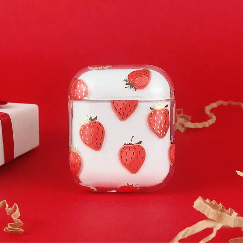 Strawberry Гальванический цветок Клубничная дыня, Вишня чехол для Airpods тонкий жесткий прозрачный чехол для Airpods 2 аксессуары - Цвет: Strawberry