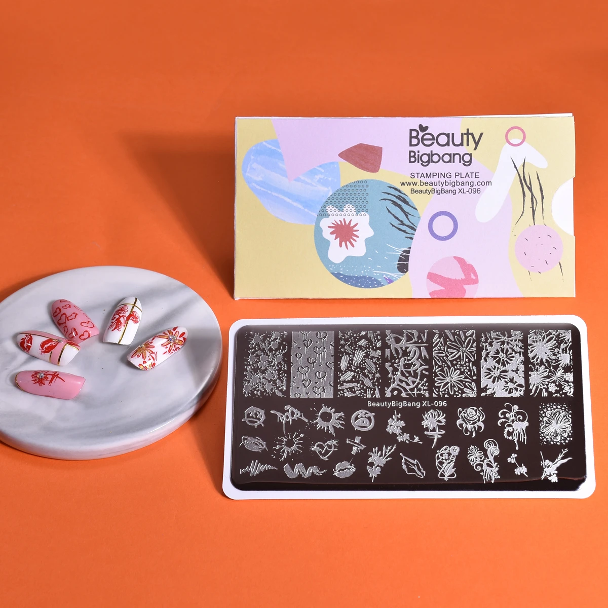 BeautyBigBang пластины для стемпинга ногтей и принтом в виде сердечек, с надписями, для губ розовое изображение Нержавеющая сталь прямоугольный, для нейл-арта Трафарет Шаблон штампа