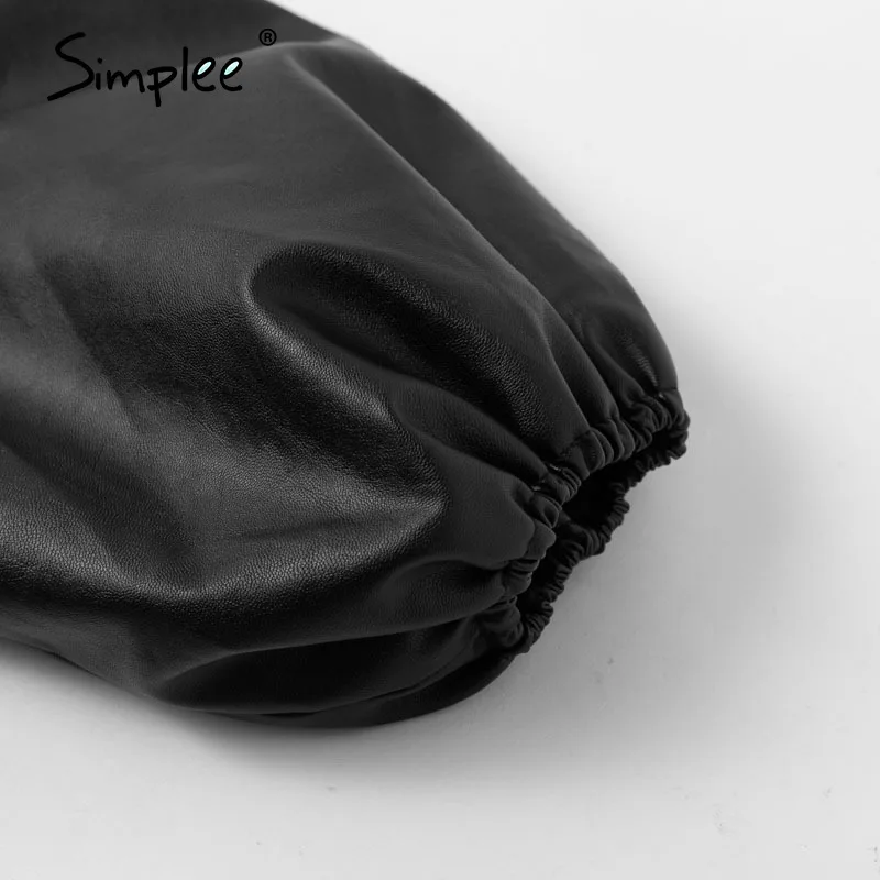 Simplee уличная одежда платье из искусственной кожи прочный ФОНАРЬ Высокая талия