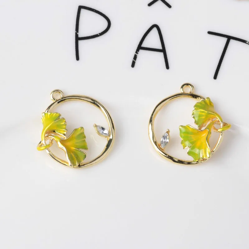 

10pcs/lot High Quality Enamel Charms Gold Color Tone Flowers with Rhinestone Oil Drop Alloy Pendants DIY Accessories