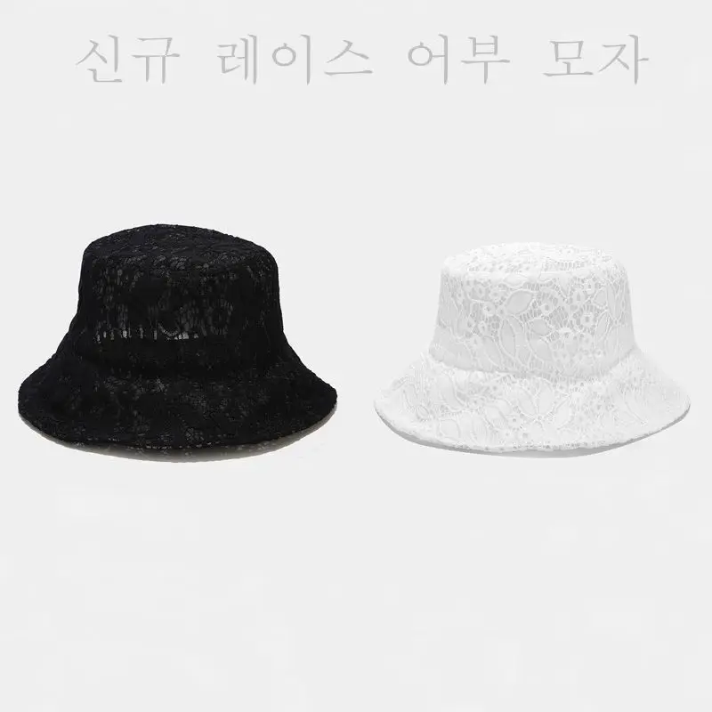 

New Bucket Hat Foldable Fisherman Hat Niche Retro Lace Sun Protection Hat Plastic Cute Women Summer Sunbonnet Unisex Panama Cap