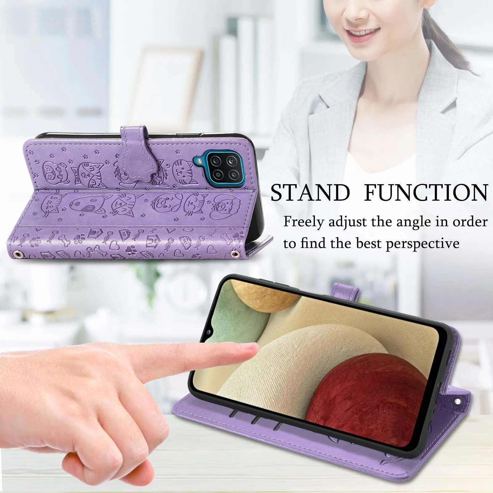 leather case for samsung galaxy a12 a22 a32 a52 a72 5g a02s a03s m31 m31s m21s cartoon magnetic flip wallet phone cover fundas free global shipping