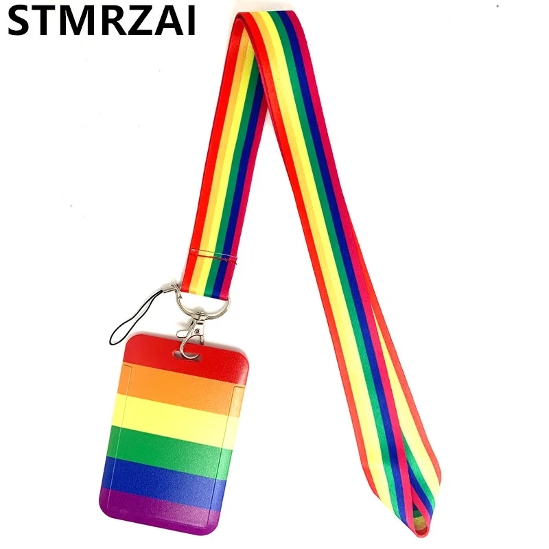 Радужный шейный ремешок для геев шнурок ключей идентификационных карт ремешки