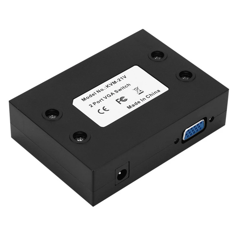 

2-Port VGA Monitor Sharing Switch Box Video Selector 2 In 1 Out for HDTV PC Office FKU66
