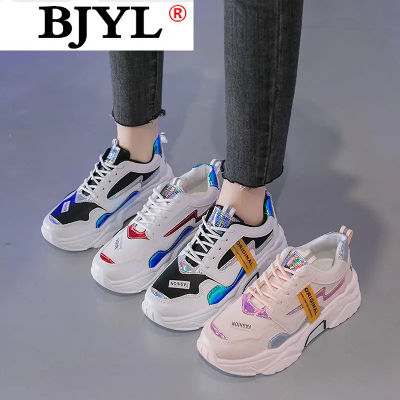 

2021 Spring Autumn New Woman Vulcanized Shoes Fashion Lace-up Platform Woman Casual Shoes Walking Comfortable Woman Sneakers