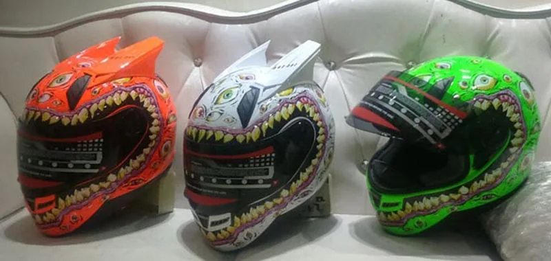 Профессиональный крутой гоночный стиль зеленый большой глаз полный лицо