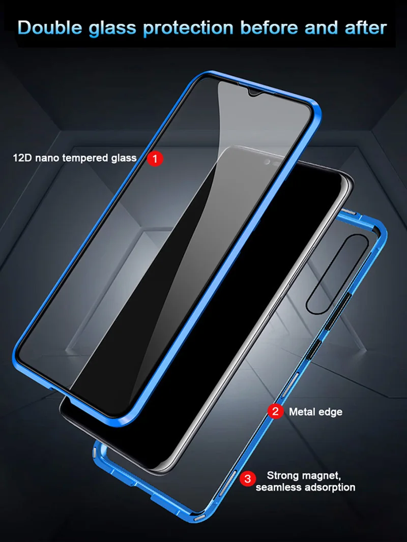 Магнитный металлический чехол для телефона для Xiao mi Red mi Note 7 K20 Pro mi 9 CC9 9T Двусторонняя стеклянная задняя Магнитная Крышка для Red mi Note 7 Чехол