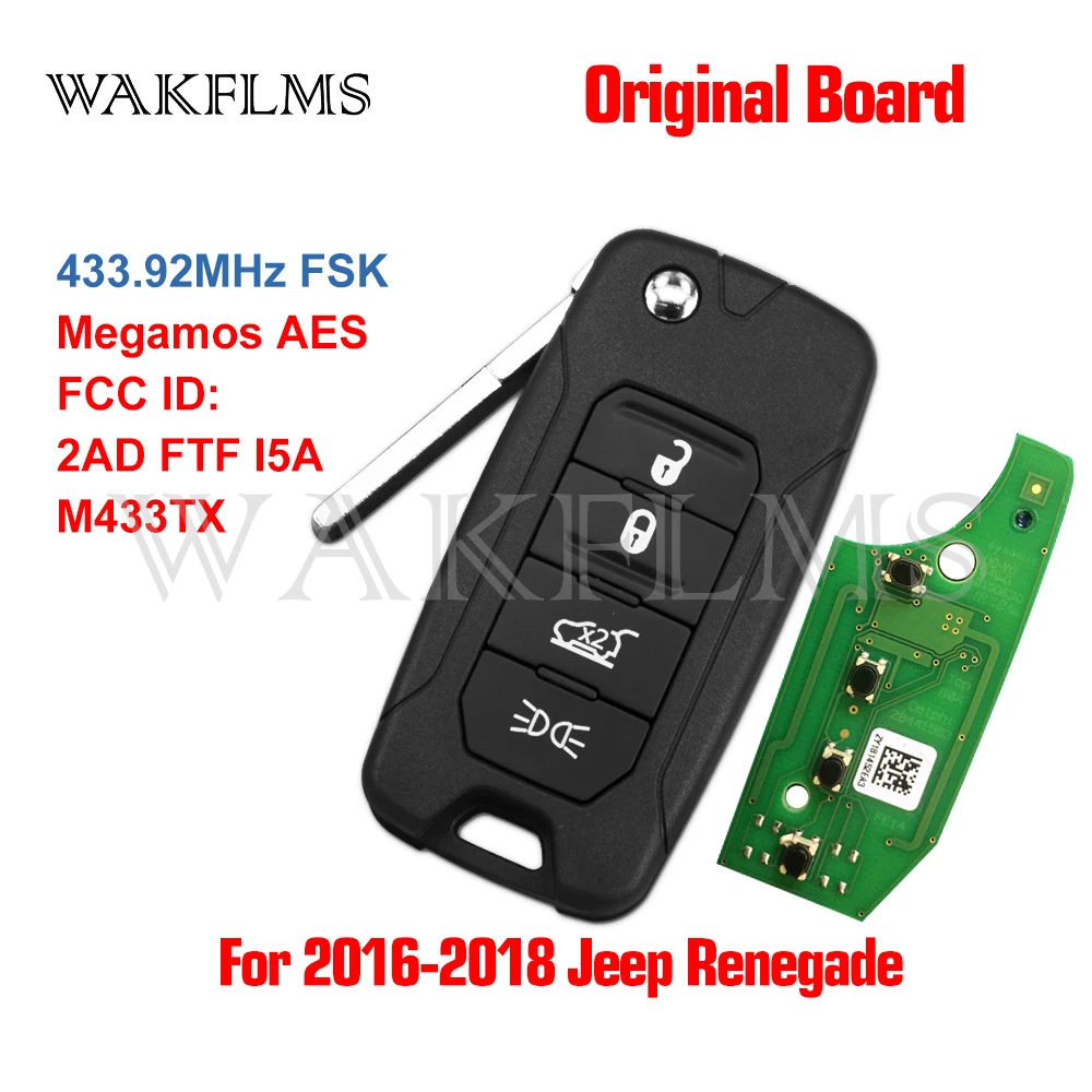 Оригинальная плата 2ADFTFI5AM433TX флип проектор с 4 кнопками 433 МГц Megamos AES для Jeep Renegade 2016