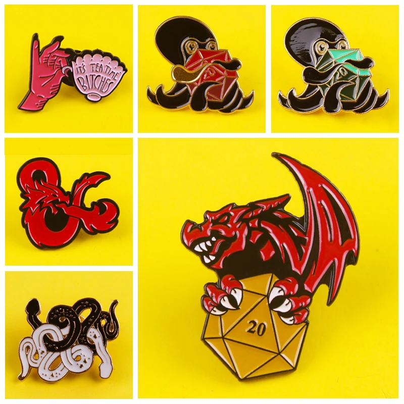 Забавный Панк Скелет эмали штырь змея кости Осьминог Череп Призрак значок на