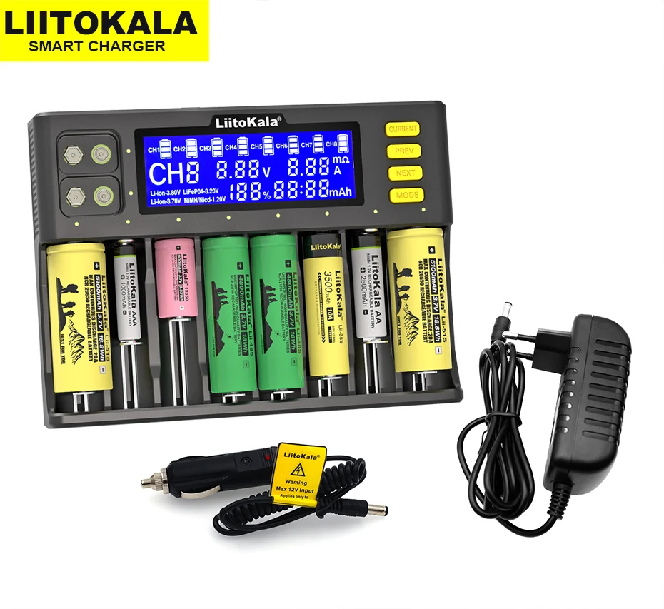 

Зарядное устройство Liitokala Lii-S8 Lii-202 Lii-500 Lii-500S 3,7 V, Зарядка 18650 18350 21700 26650 AA Ni-MH и литиевых батарей