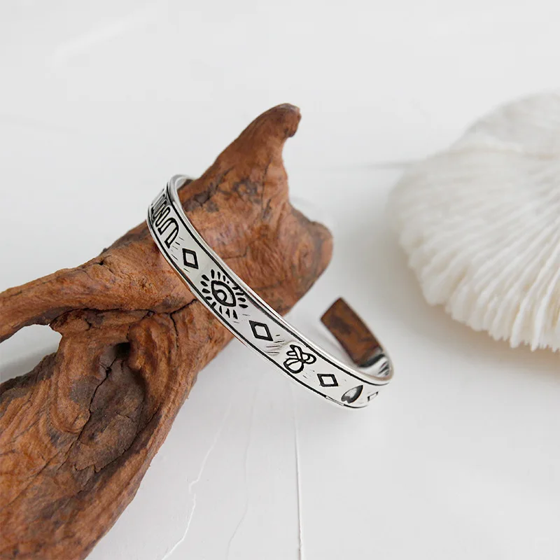 Женский винтажный браслет из серебра 925 пробы с буквами|Гибкие и жесткие