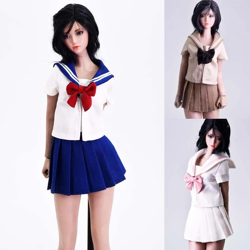 

Масштаб 1/6, женская одежда, школьная форма, рубашка, плиссированная короткая юбка, комплект с галстуком-бабочкой, стиль JK, тонкая фигурка S44 S45