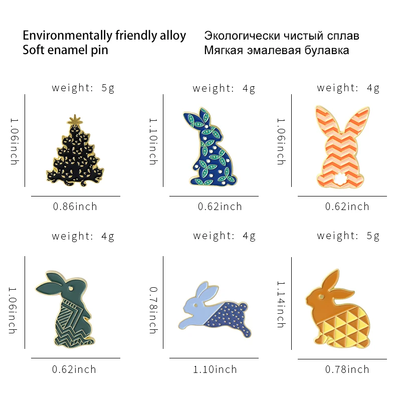 

Cute Rabbits Enamel Pins Triangle Wavy Lines Trees Brooches Backpack Badges Gifts For People Who Love Bunny Custom Jewely