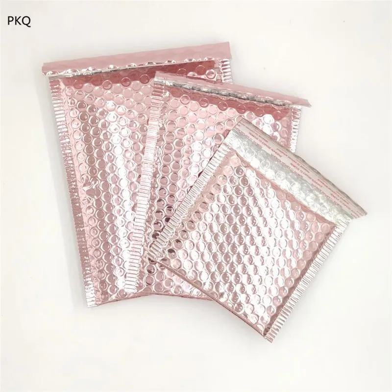 

15*13cm/15*20cm/18*23cm Small Rose Gold Bubble Envelope Bag Thickened Aluminum Foil Courier Bag with Bubble Padded Envelope