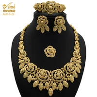 jewelry sets dubai big necklace for women bridal luxury jewelry earrings bracelet ring indian african wedding gold plating 24k