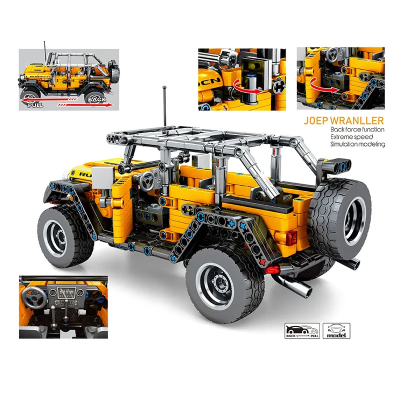 

601pcs Technic Car Toy Mechanical Pull Back Off-road Vehicle Model Building Blocks City Technic Car Bricks Toys For Kids