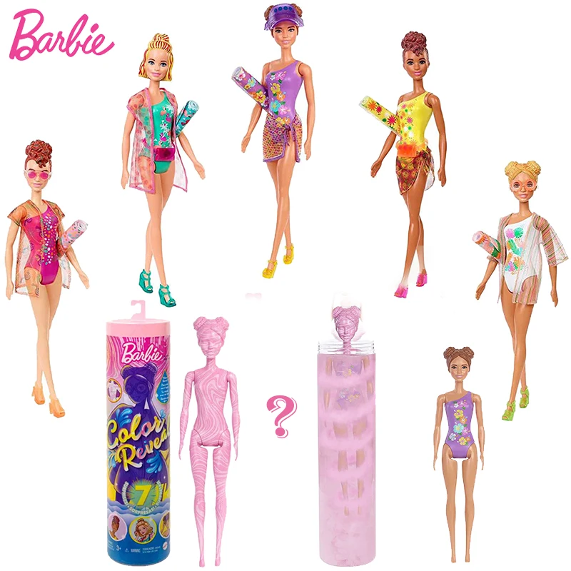 

Original Barbie Color Reveal Girl Dolls Barbie Blind Box Accessories Fashion Kids Toys for Girls Soaked In Water Change Surprise