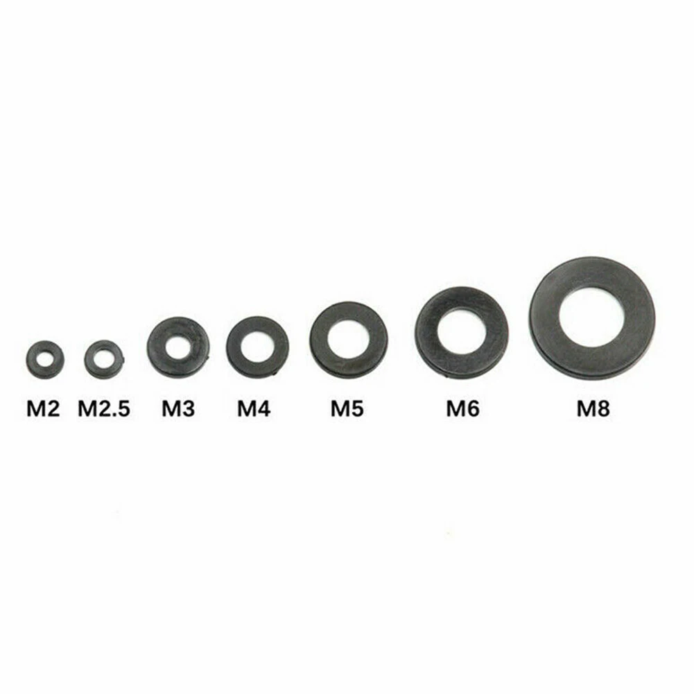

364pcs/Set Black Nylon Flat Ring Repair Washer Gasket For Metric M2-M8