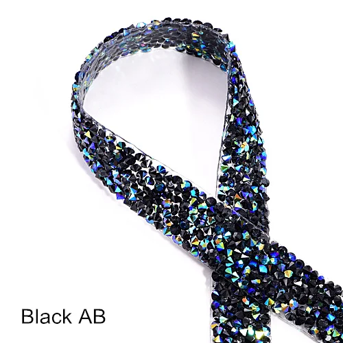 Black AB 1 ярд/лот ширина 3 см много цветов стразы окантовка серебряные стразы окантовка пояса стразы Обрезка DIY B3681 - Цвет: Black AB
