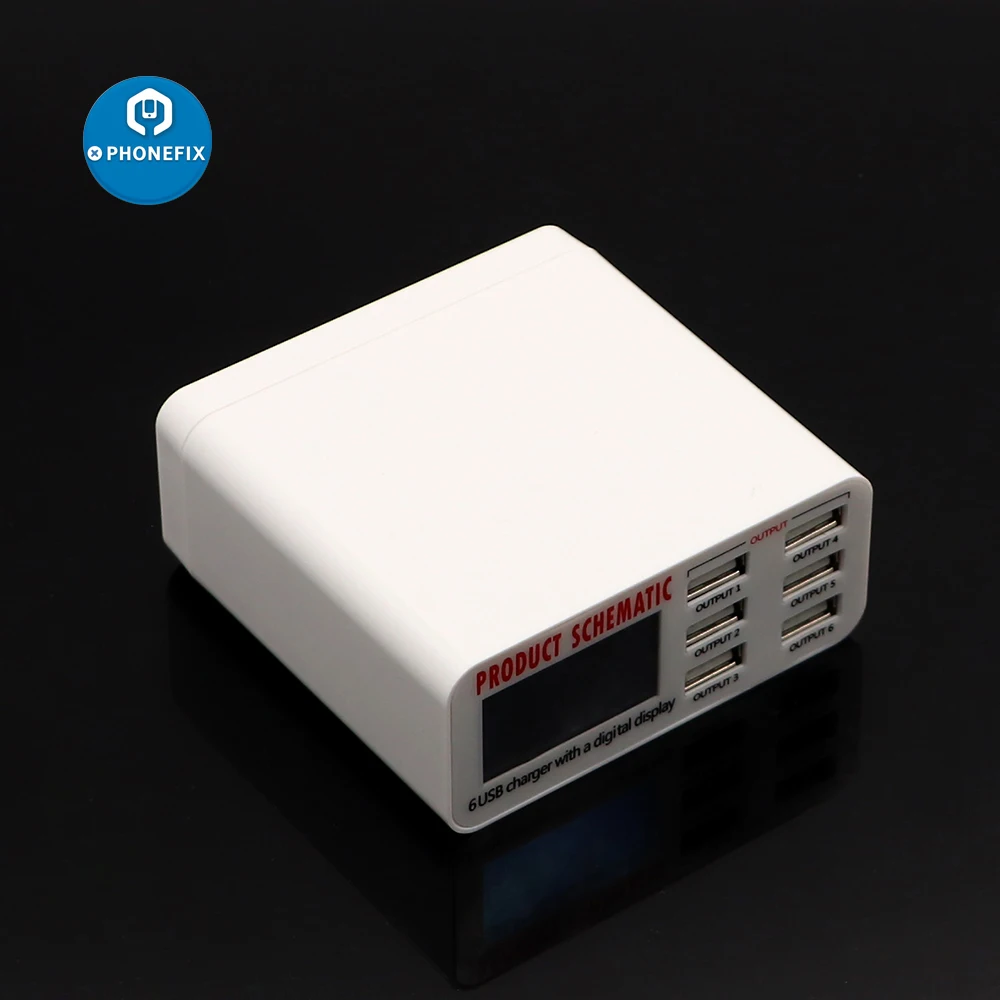 Мульти Порты и разъёмы usb-хаб умная, быстрая зарядная станция Smart Digital Дисплей 6 Порты и разъёмы USB Зарядное устройство концентратор для смартфонов