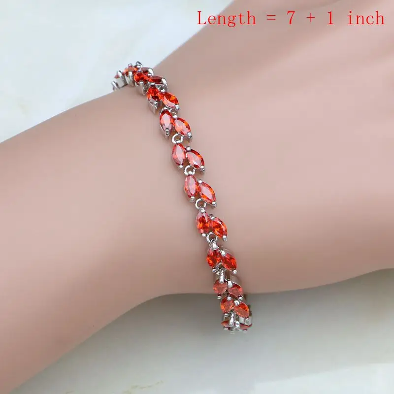 luxury Silver 925 Jewelry Sets Red Cubic Zirconia White Crystal Bijoux Kits For Women Earrings/Pendant/Necklace/Rings/Bracelet | Украшения
