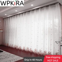 romantic peacocks embroidered tulle curtain for living room bedroom window panel nordic luxury pink sheer voile drapes m081h