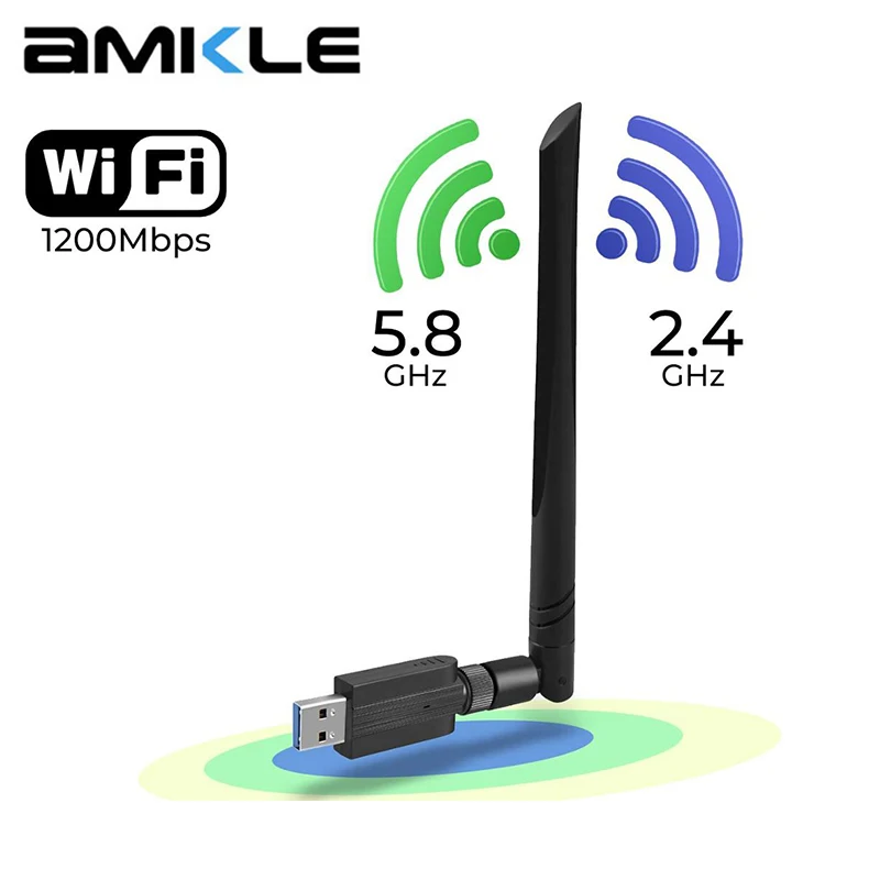 AMKLE 1200 Мбит/с Беспроводной USB Wifi адаптер 600 плата драйвера LAN Ethernet 2 4G 5 8G
