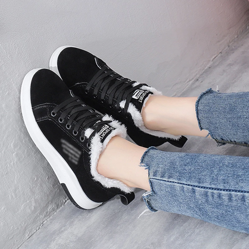 Women's Winter Lace-Up Plush Winter Snow Boots，Women's Casual Platform Warm Boots Winter Leisure Warm Sports Shoes Flat Shoes