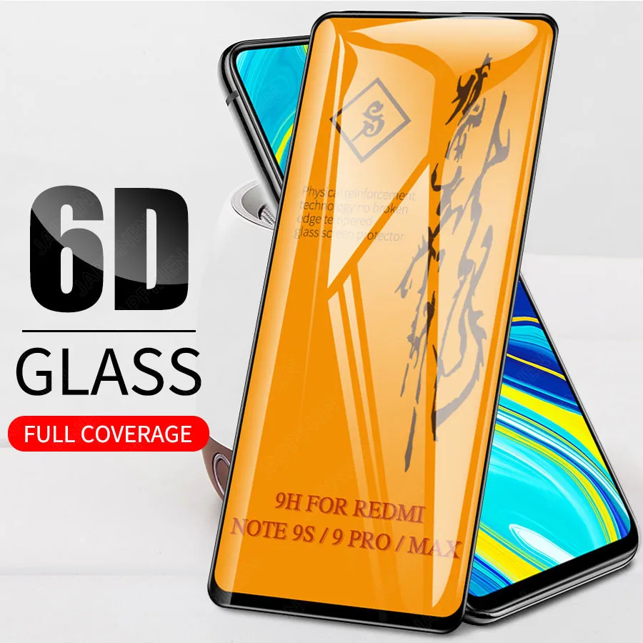 6D Полный Клей закаленное стекло полное покрытие протектор экрана для Xiaomi Redmi Note 9S