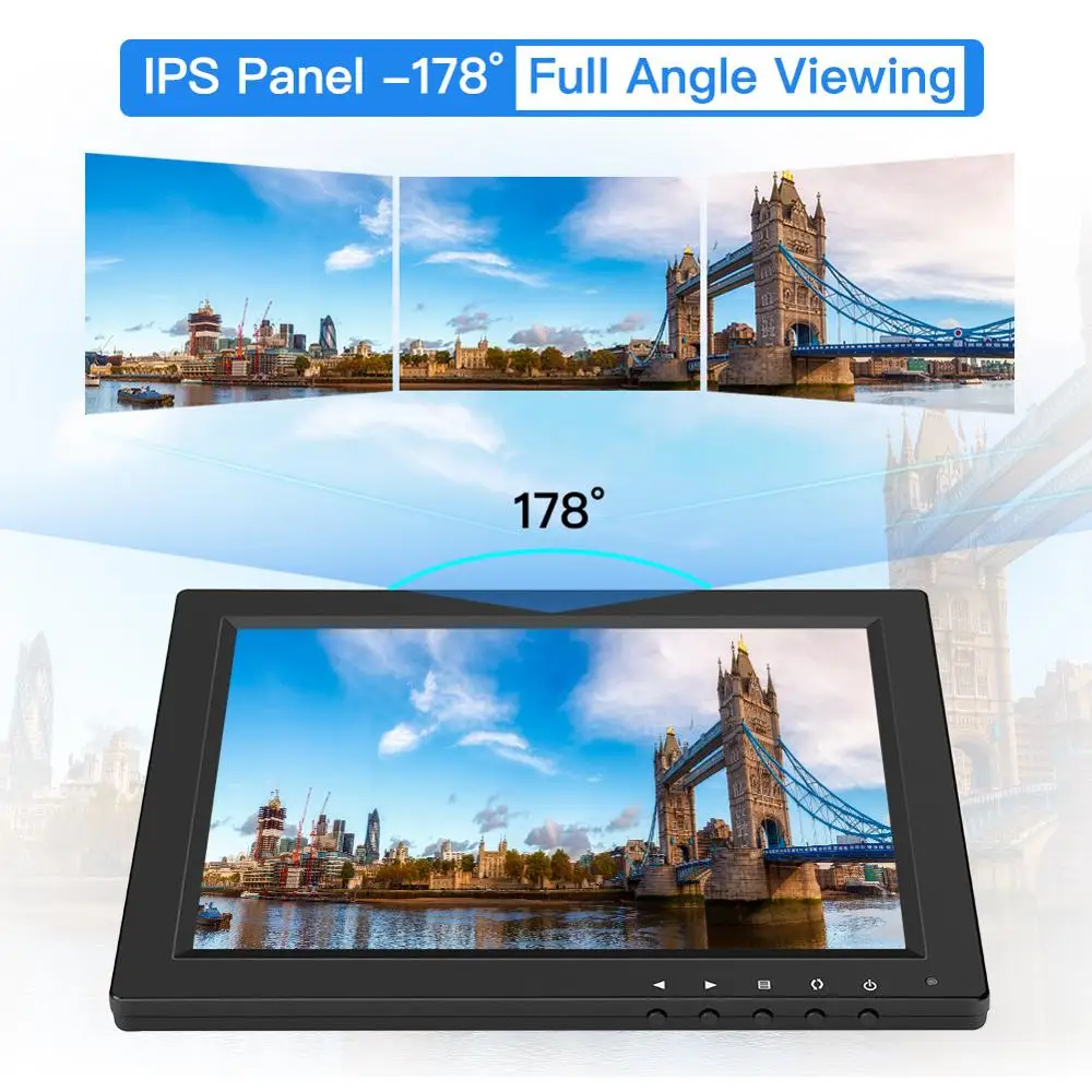 Eyoyo 10-дюймовый 1024x76 CCTV монитор маленький портативный HDMI ЖК-монитор IPS HD 4:3 с BNC VGA AV