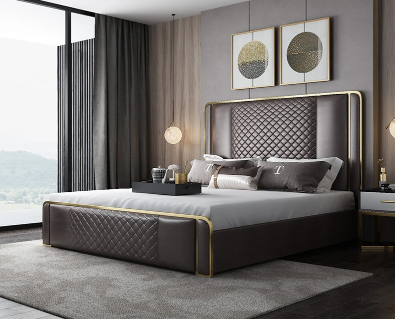 European style Velvet Tufted Headboard Wooden Classic King Size modern bedroom furniture |