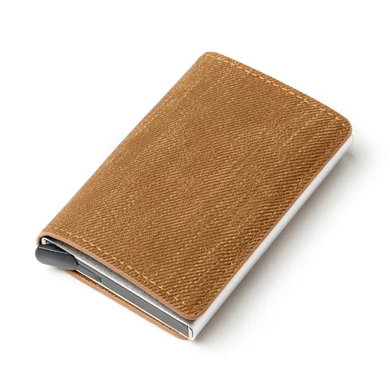 YM003 Brown Bisi Goro Бизнес кредитных держатель для карт унисекс металлический RFID Винтаж в штучной упаковке искусственная кожа Crazy Horse чехол-портмоне с отделением для карт, Прямая поставка - Цвет: YM003 Brown