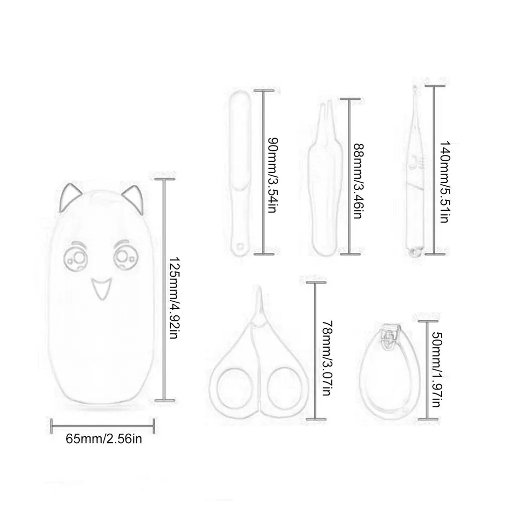 

5 In 1 Nail Kit Newborn Infant Scissors Nail Clippers Anti-pinch Meat Nail Clippers Scissors Tweezers
