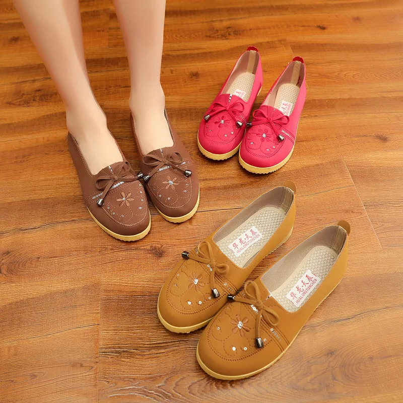 

2019 Autumn New Old Beijing Flat Shoes Women Shallow Mouth A Pedal Comfort Shoes Oxford Bottom Casual Canvas Womens Shoes