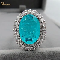 wong rain vintage 925 sterling silver paraiba tourmaline gemstone wedding engagement diamonds ring gift fine jewelry wholesale