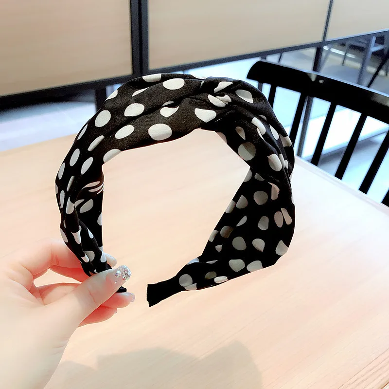 

Fashion Women's Headbands Korean Version 7.5cm Wide Sweet Polka Dot Hairband Simple Hairbands Hair Accessories Gift for Women