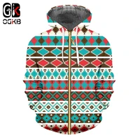 ogkb 3d geometric pattern printed zipper hoodies mens womens funny fashion sweatshirt plus size pixel style stripes coats