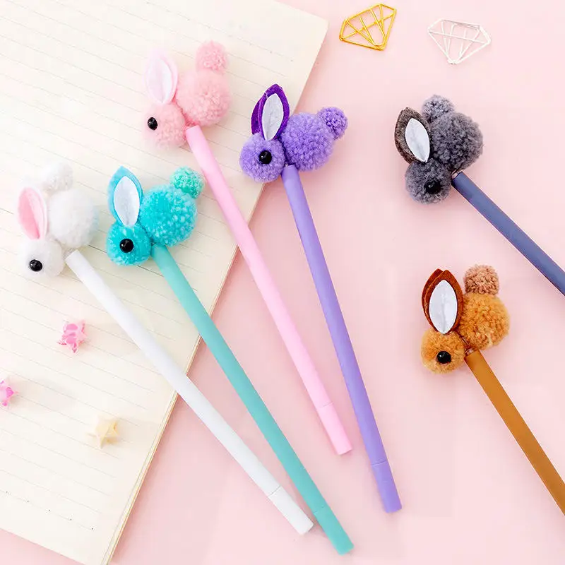 Креативные милые гелевая ручка Kawaii в Корейском стиле с плюшевыми ушками кролик