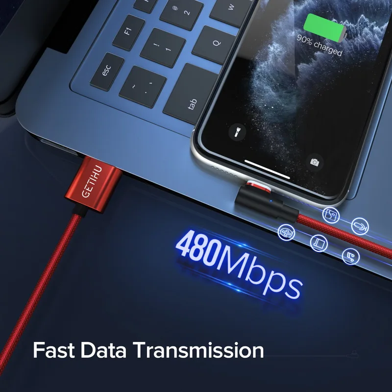 Магнитный кабель GETIHU 2.5A Micro USB Type C для быстрой зарядки на магните зарядное