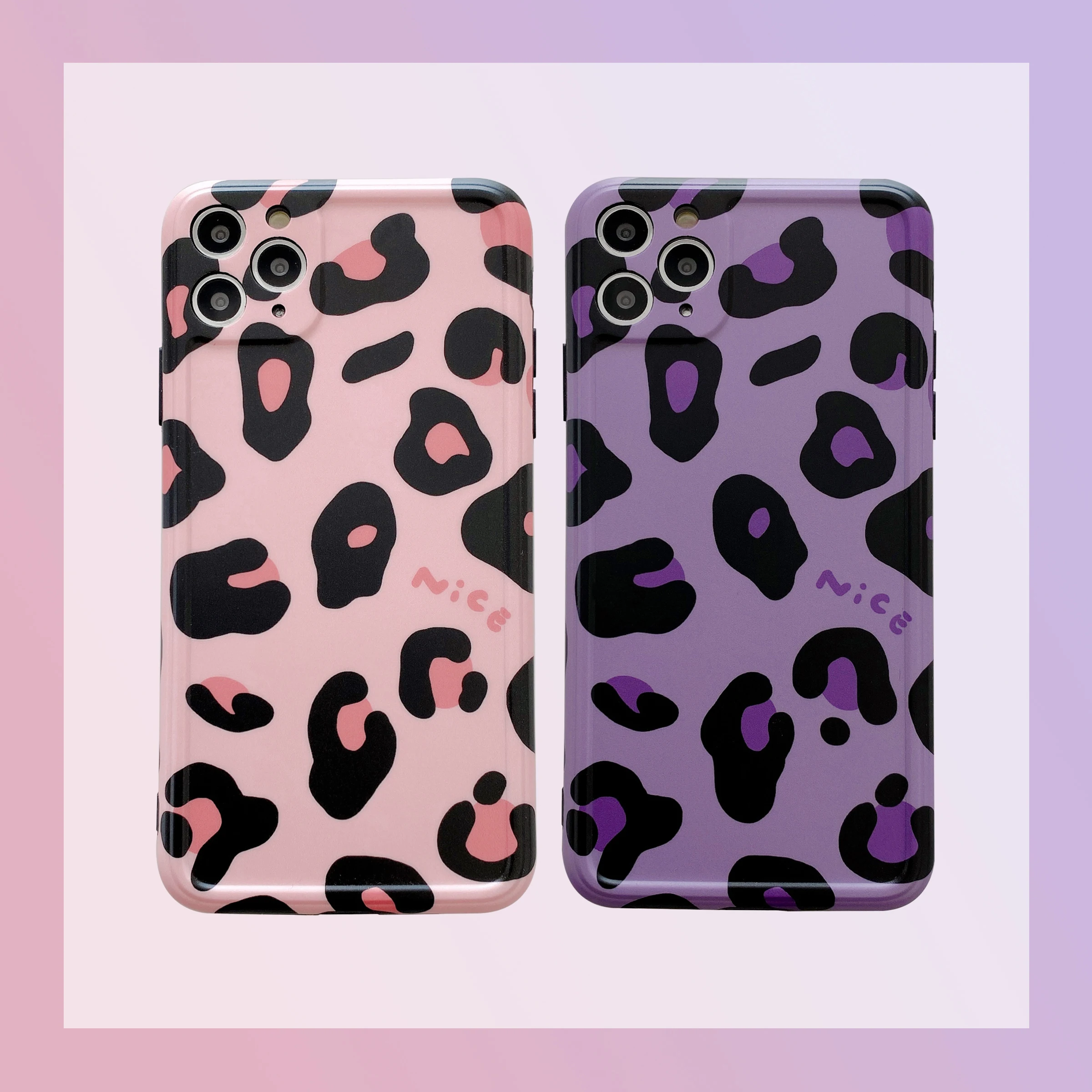 

Photo frame-purple leopard print suitable for iphone11ProMax mobile phone case 7 / 8plus x xsmax xr protective cover