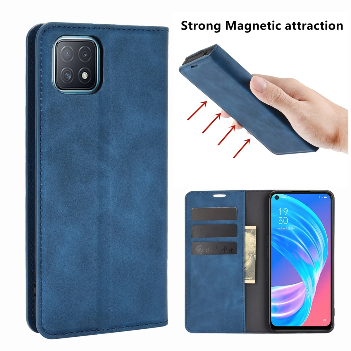 

Магнитный чехол для телефона из искусственной кожи защитный чехол для OPPO A72 5G / OPPO A73 5G Ретро Чехол кошелек Бизнес защитная крышка-чехол для т...