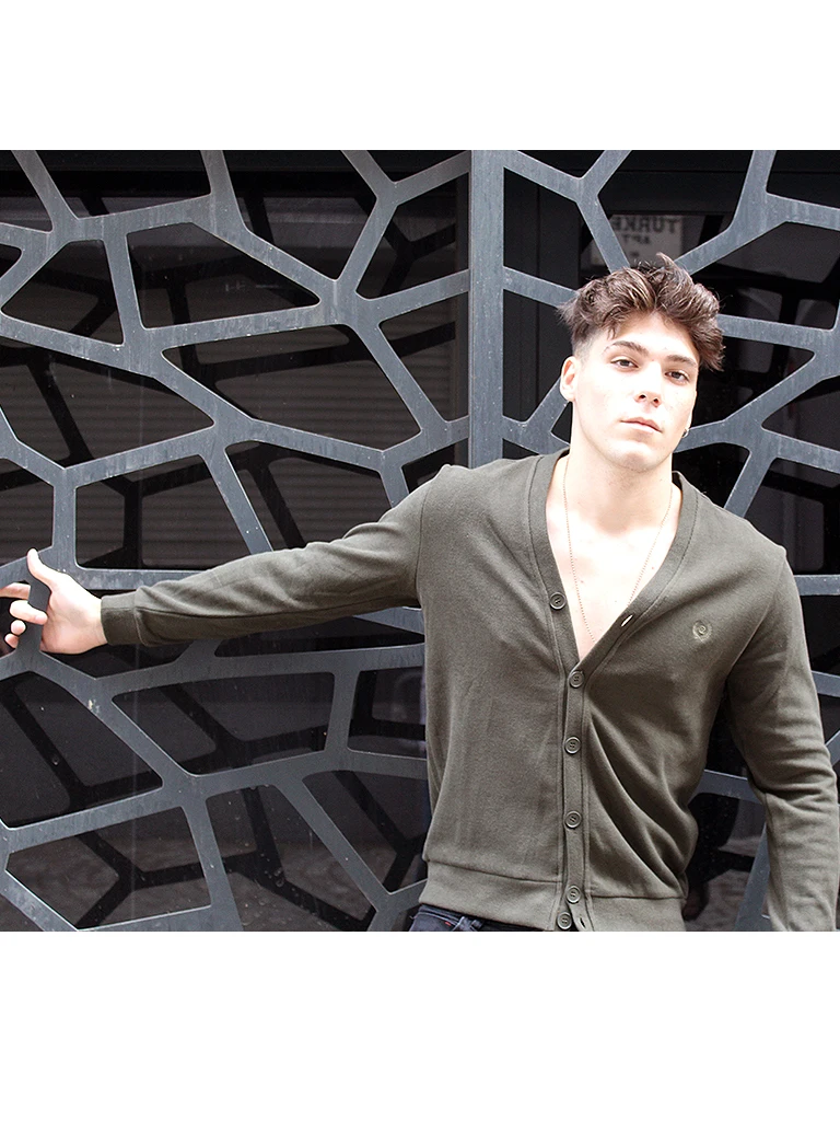 

Mens Khaki Buttoned Knitwear Cardigan