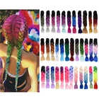 Шиньон для наращивания волос, 24 дюйма, с эффектом омбре, синтетическая оплетка, для плетения волос, двухцветный